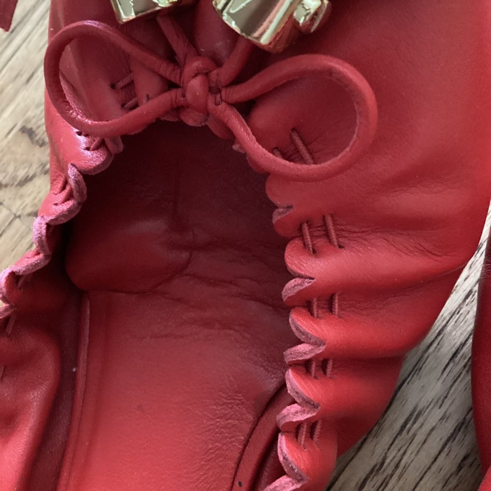 Tory Burch Red Leather Tassel Ballet Flat - Picture 7 of 7